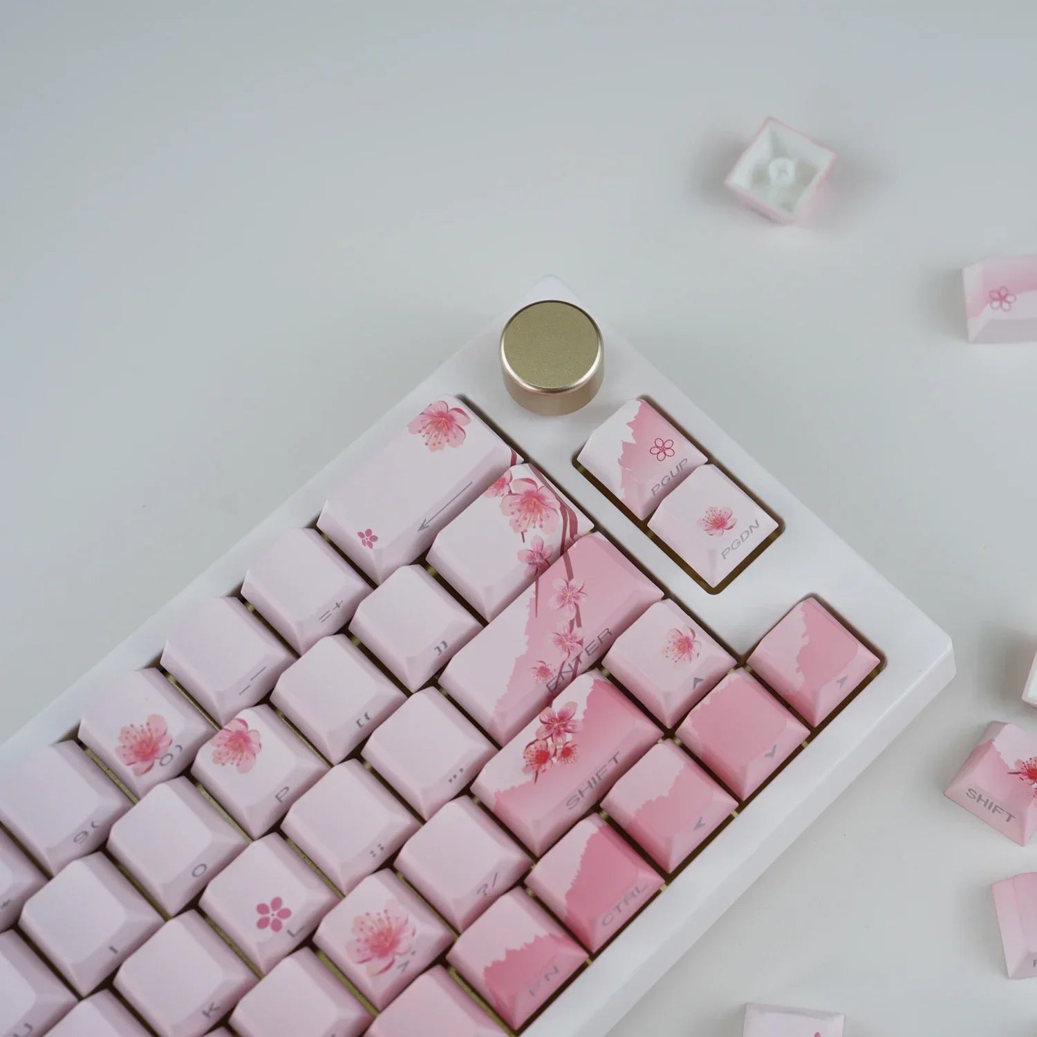 Blossom Keycap Side Print Cherry Profile PBT Doubleshot Shine Through Keycap Mechanical Keyboard Key caps 127keys