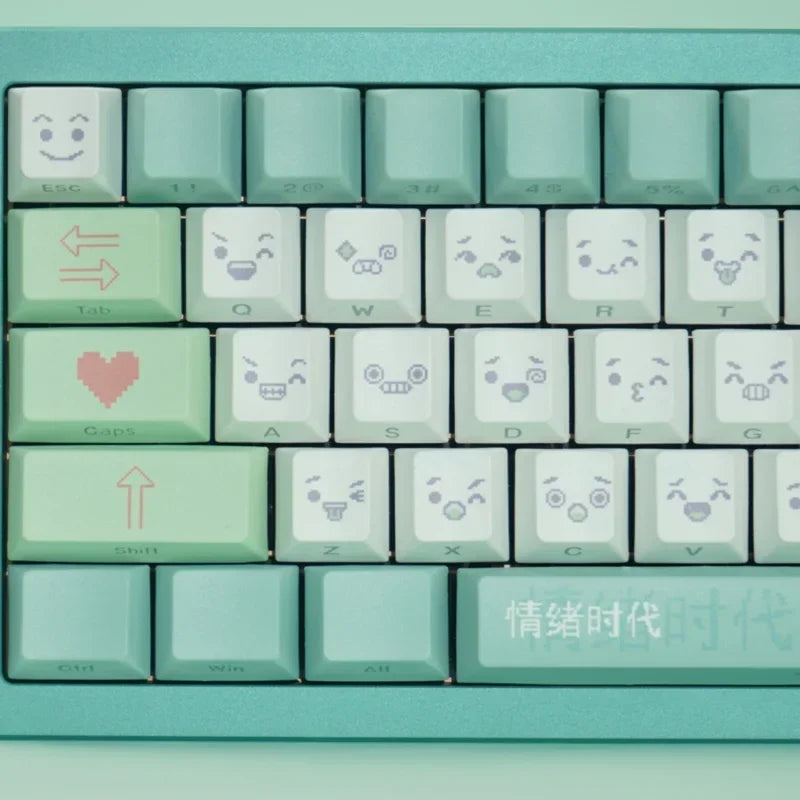 Emotional Era Theme Keycaps Thermal Sublimation PBT Cherry Profile Side Carving Key Caps Adapter Cross Shaft Mechanical Keyboard