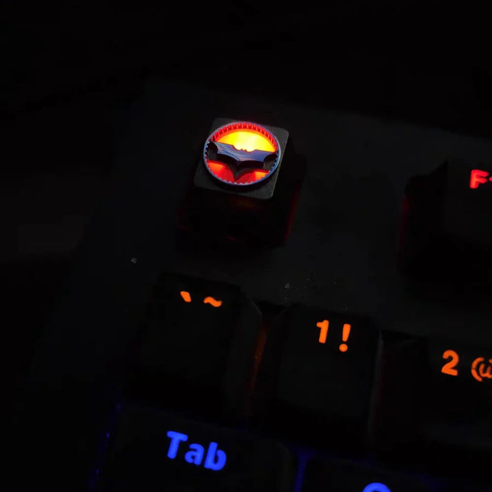 ECHOME Bat Symbol Keycap Translucent Metal Keyboard Cap Original Custom Aluminum KeyCap for Mechanical Keyboard Accessories Gift