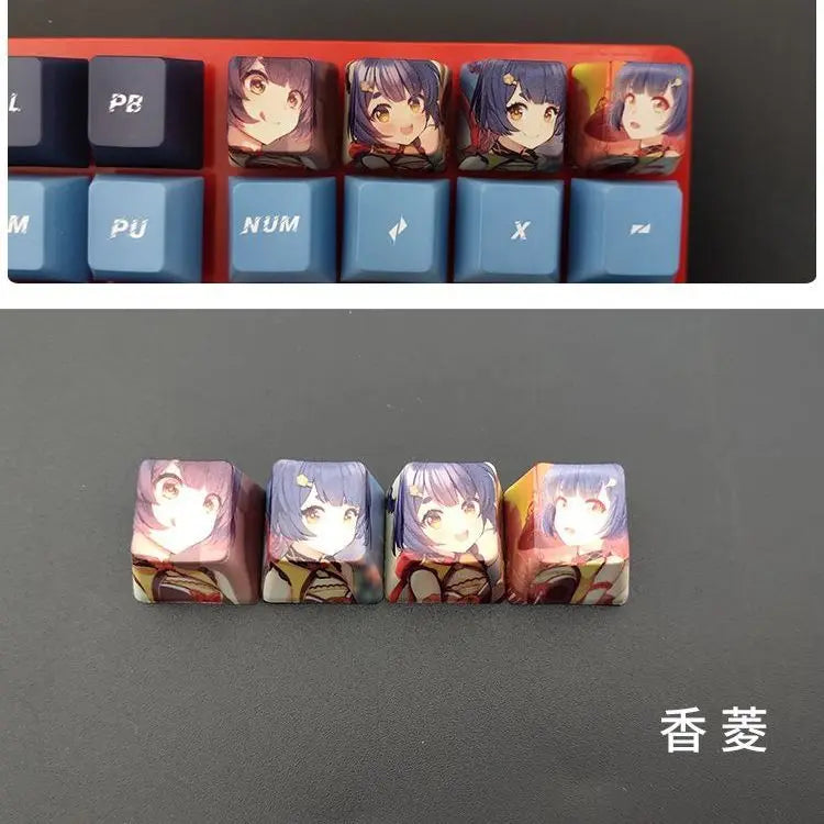 Cartoon Anime Genshin Impact Keycap zhongli Mechanical keyboard replacement key R4 PBT thermal sublimation Cherry OEM height