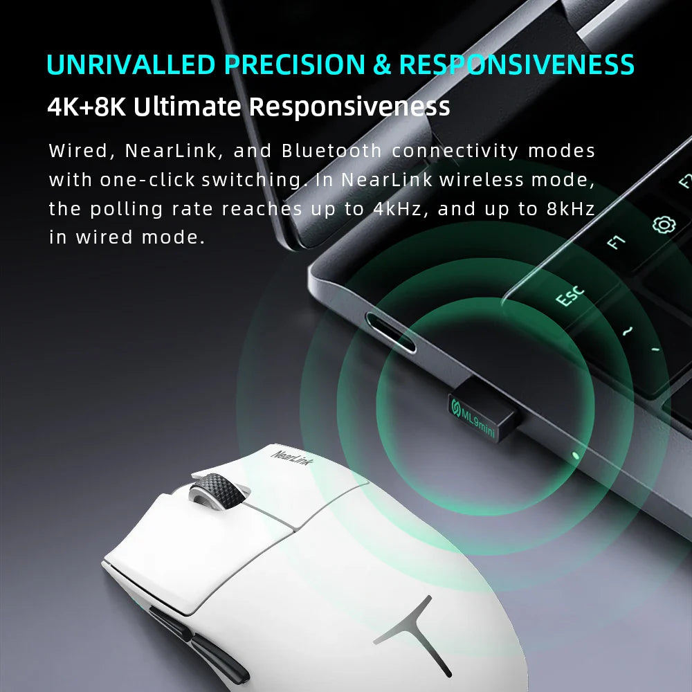 Thunderobot ML903 Mini NearLink Gaming Mouse Tri-Mode Bluetooth Wireless Mouse 30000 DPI Charging Base For Pc Gamer Kit Laptop