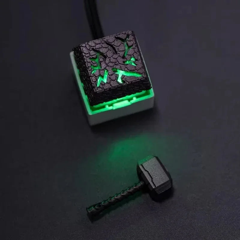 New 2In1 Resin Keycaps Thor Hammer for Mechanical Classic Retro Transparent Key Cap Suit Esc Button Personalized Keycaps