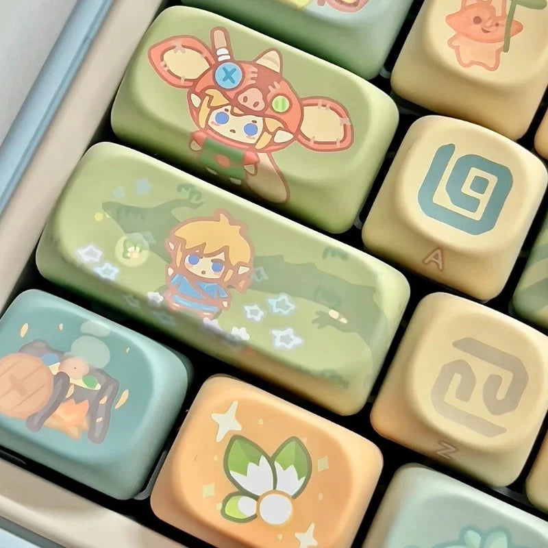 Dragon Tears Keycaps MOA/SOA Keycap Customized Cute Keycaps PBT Original Artist Green Keycap for Alice/ANSI Mechanical Keyboard