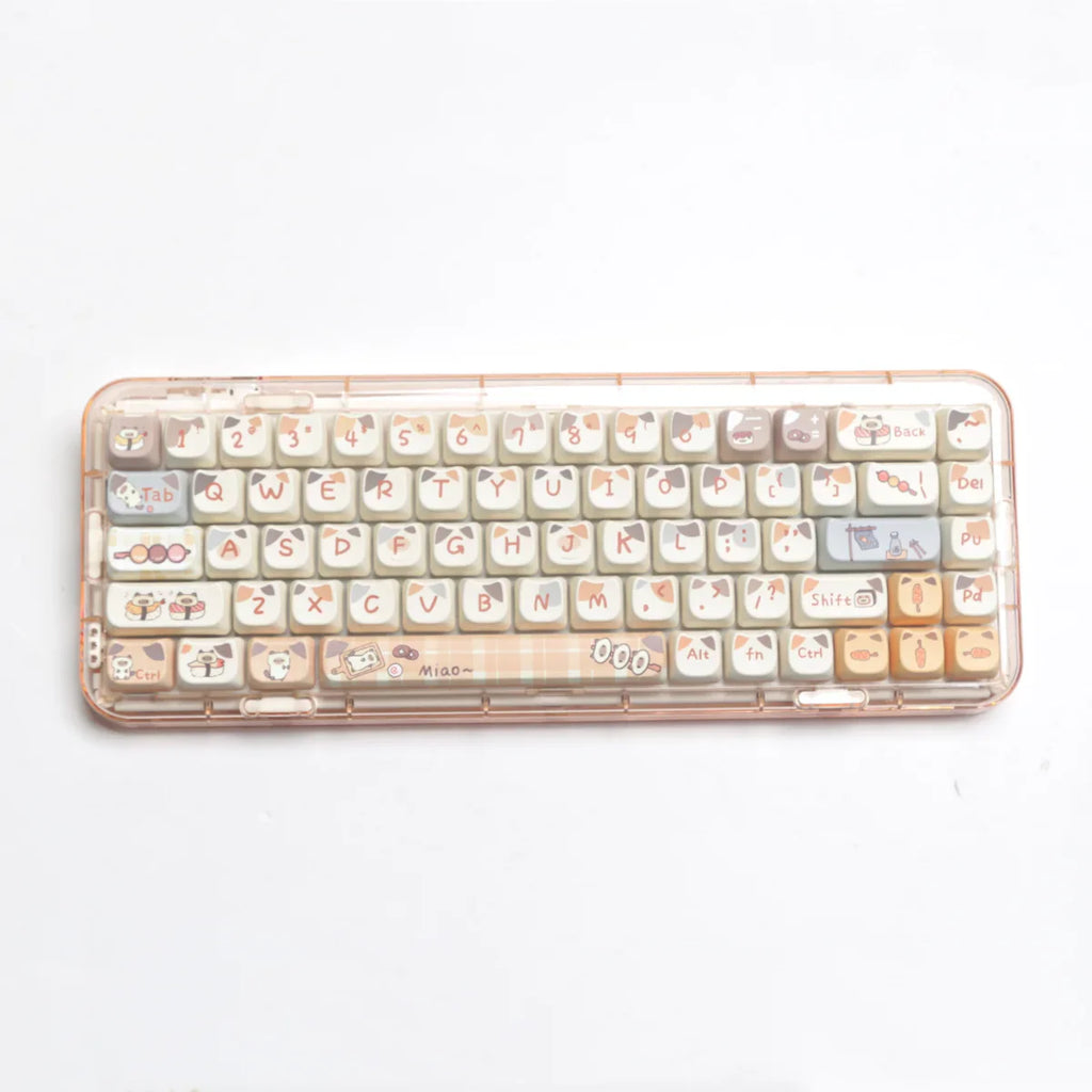 MAO Profile Sushi Cat PBT Dye Sub Keycaps Cute Set For Cherry Mx Switch Gaming Mechanical Keyboard GMK67 Keycap 6.25u 7u Space