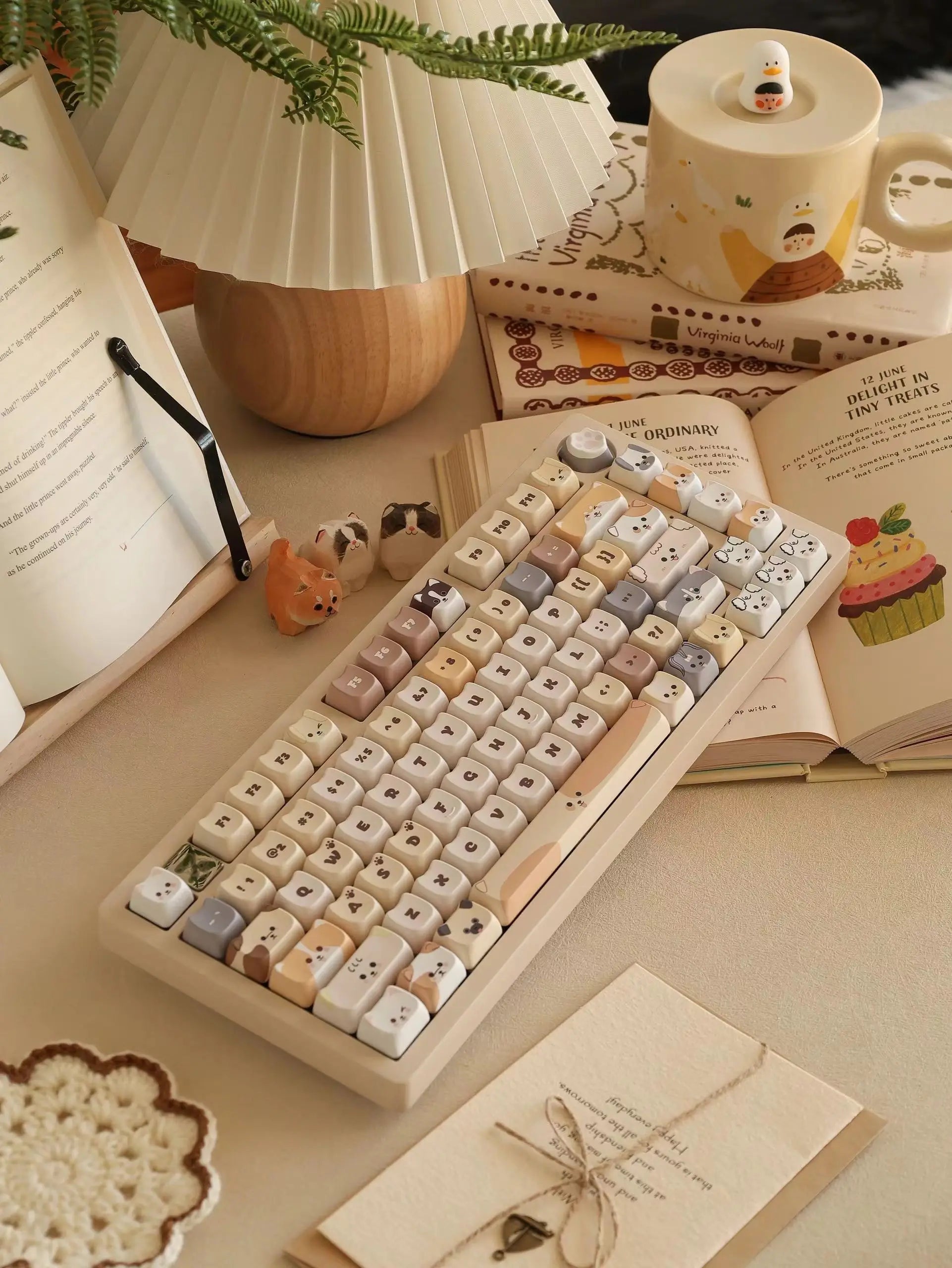 Cute Meow Keycaps Cat Head MAO Profile PBT Square Key Cap Thermal Sublimation Mechanical Keyboard Keycap Cat Set For Girls Gift