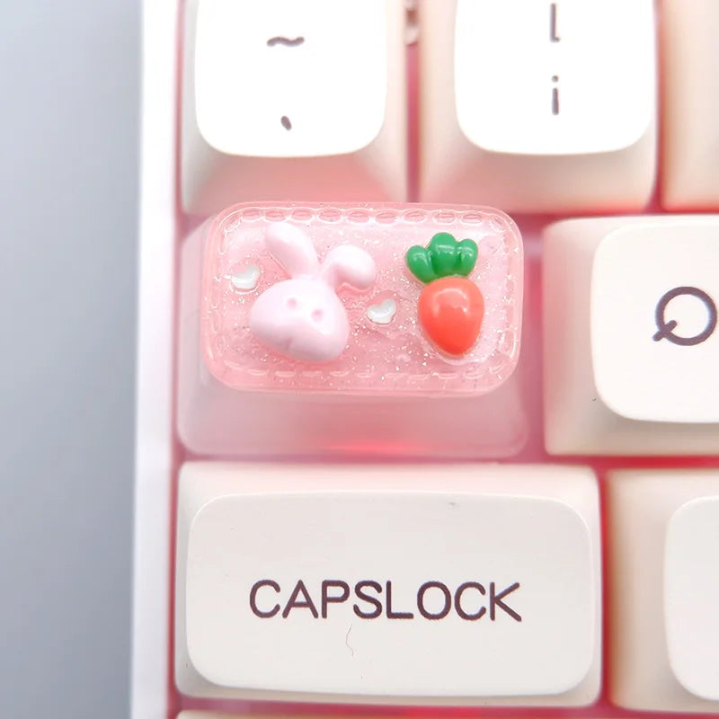 Long Eared Rabbit Personalized Keycap Mechanical Keyboard Special Transparent Cute Gift TabESC Supplementary Decoration Keycap