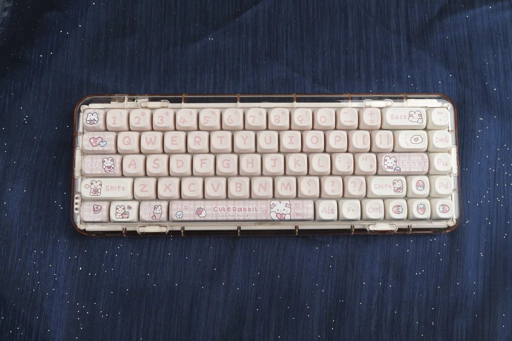Mathew Tech Snack Bunny Keycap Pink Keycaps MOA Profile PBT Sublimation Mechanical Keyboard Keycaps Suitable for Girls To DIY
