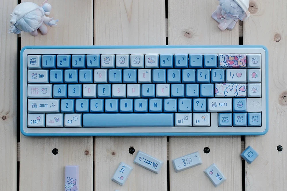 KPREPUBLIC Cute Bunny Keycap Dye Subbed Rabbit Keycap thick PBT MDA for Mechanical Keyboard 87 tkl 104 ansi xd64 bm60 BM87 BM65