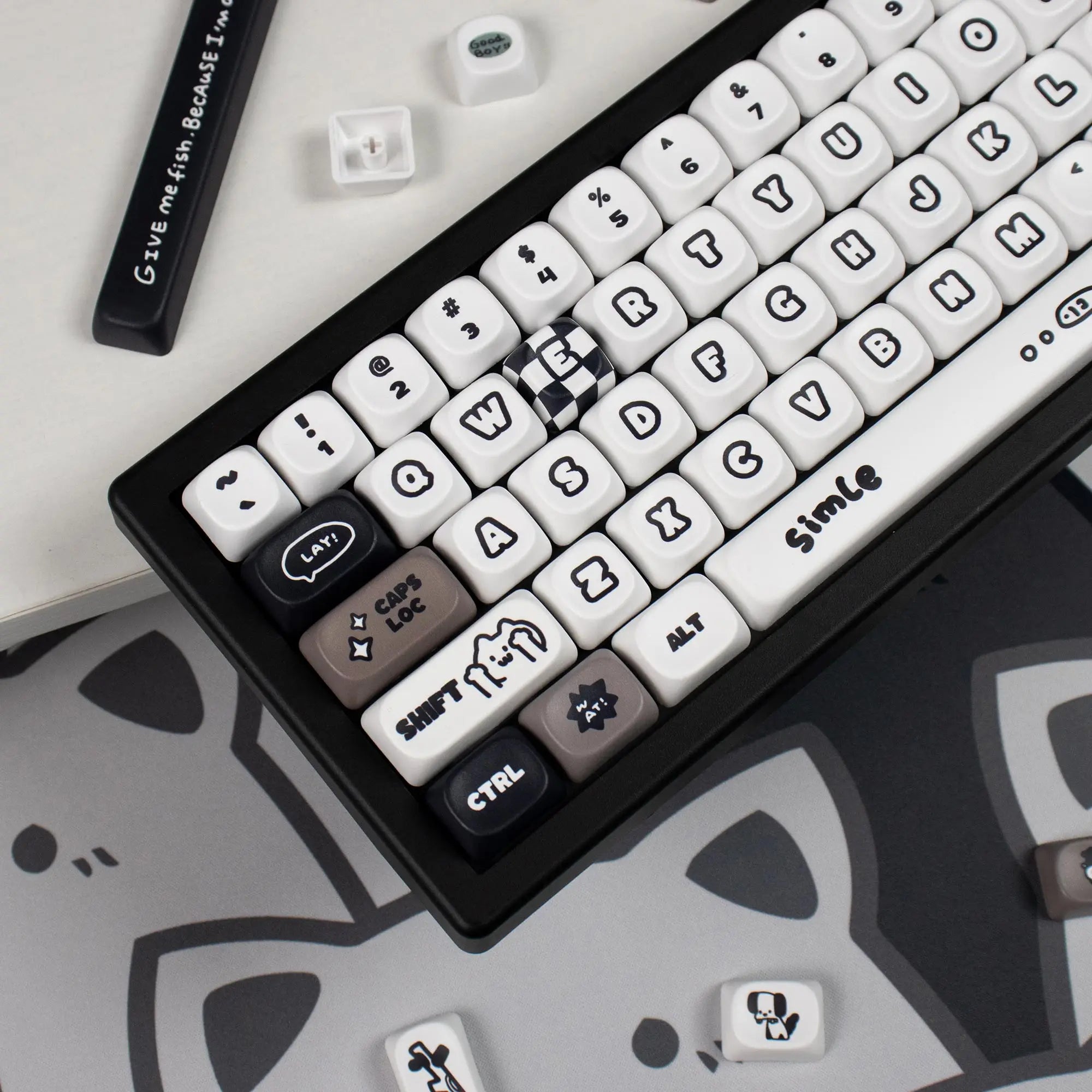Cats and Puppies Keycaps MOA Profile Thermal Sublimation PBT Keycaps Personalized Cute Keycap For 64/104/108 Mechanical keyboard