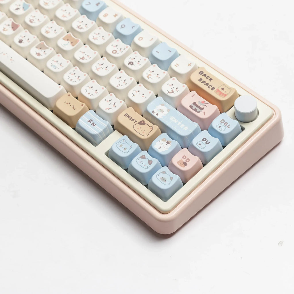 MAO Profile Sea Salt Cat PBT Dye Sub Keycaps Cute Cartoon Keycap For Mx Switch Mechanical Keyboard 6.25u 7u Space GMK67 Alice