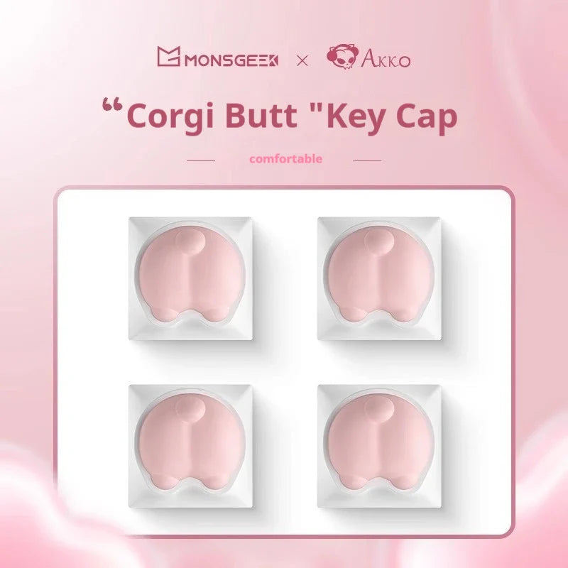 Mongseek Super Cute Cat Claw KeyCap Girl Powder Mechanical Keyboard Key Cap Soft Silicone Cross Shaft Universal Birthday Gifts