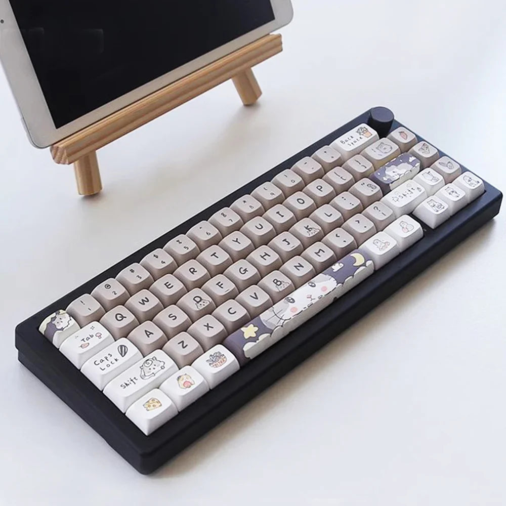 132 keys Cute Mouse Cartoon Theme Keycaps XDA Profile Key caps English for 61/64/68/84/87/96/98/104 Mechanical Keyboard Keycaps