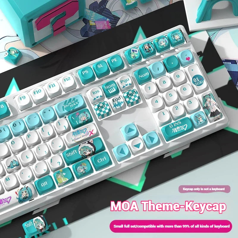 Miku Anime Theme Keycap 120keymoa Hight Pbt Heat Sublimation Personality Creative Customization Mechanical Keyboard Ke Ycap