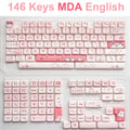 66/146 Keys MDA Profile Pink Cute Cat Keycaps For Gaming Mechanical Keyboard Mx Switch PBT Sublimation Customized DIY Key Caps