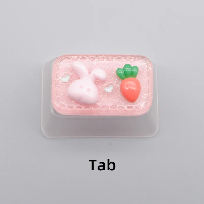 Long Eared Rabbit Personalized Keycap Mechanical Keyboard Special Transparent Cute Gift TabESC Supplementary Decoration Keycap