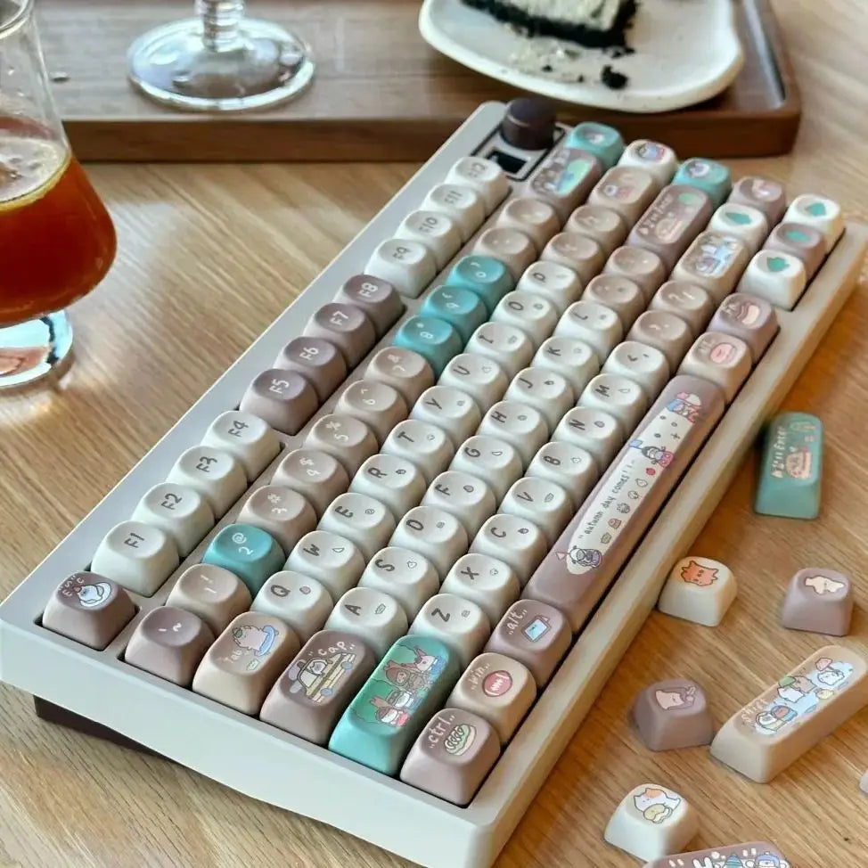 Cute Keycap Cocoa Bean Milk PBT Five-Sided Sublimation XOA Personalized Ball Cap DIY Mechanical Keyboard Keycaps Keycap Set