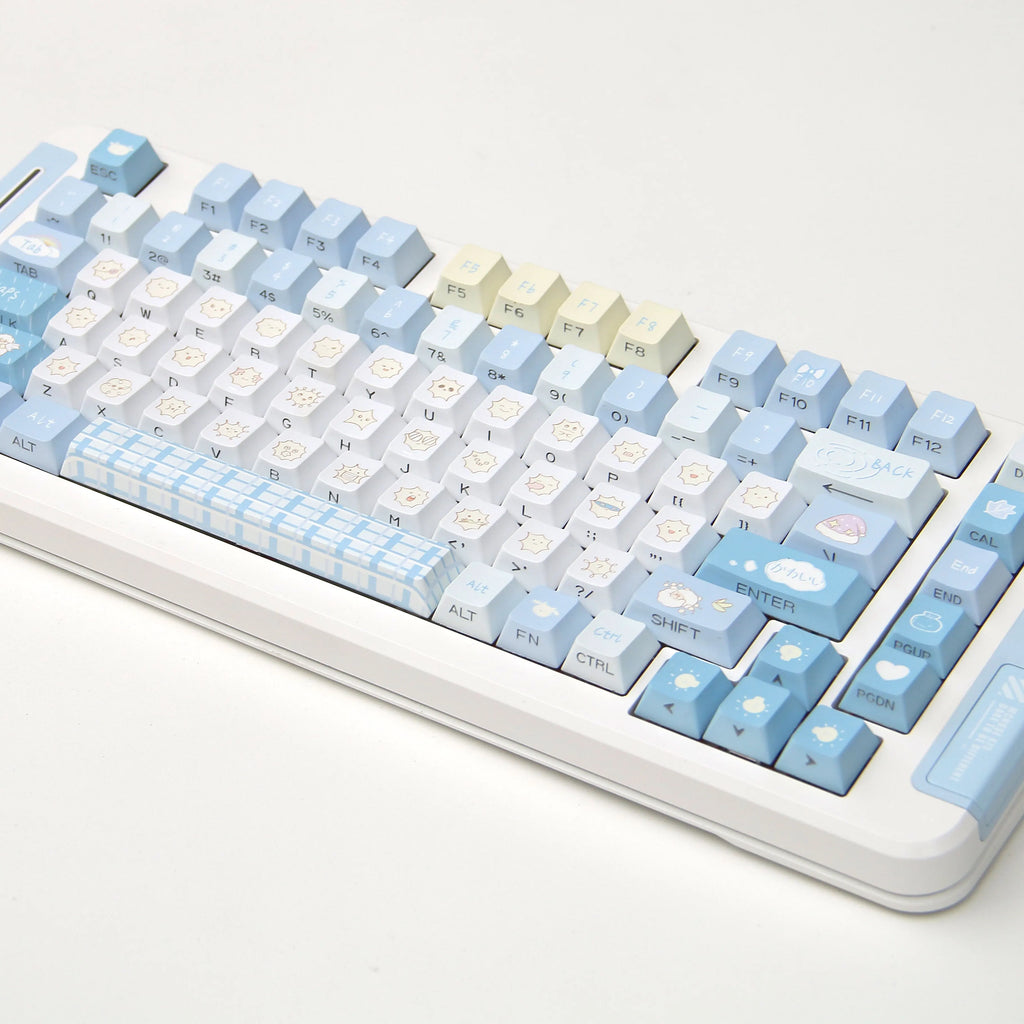 Milk Salt Little Sheep Keycap Cherry Side Engraved Translucent PBT Keycaps for Mechanical Keyboard Blue and White Cute Key Caps