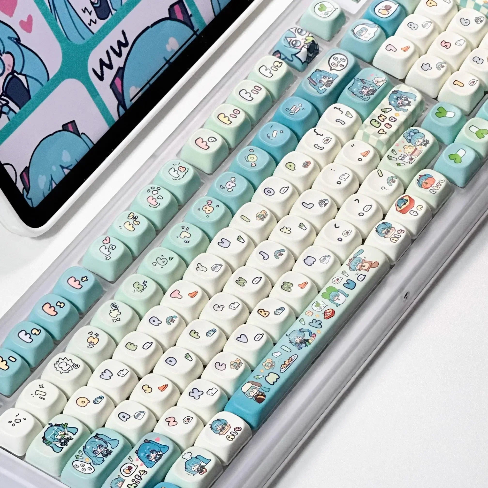 Miku Anime Keycap Xoa Pbt Cartoon Keycap Customization Individuation Keyset For Mechanical Gaming Keyboard Switch Gifts