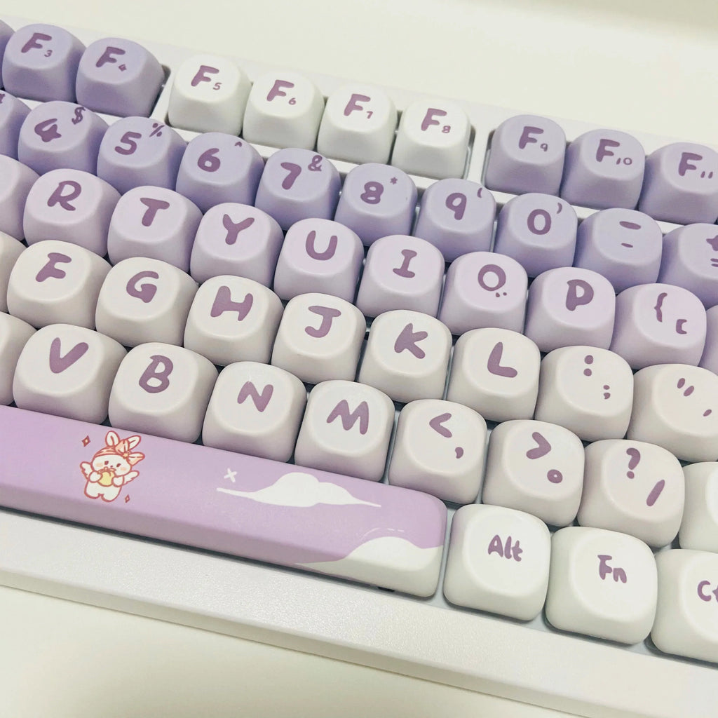 Cute Key Cap Mechanical Keyboard Key Caps MOA 142keys Gradient Purple Rabbit Dye-sublimation Customized Personalized Keycaps Pbt