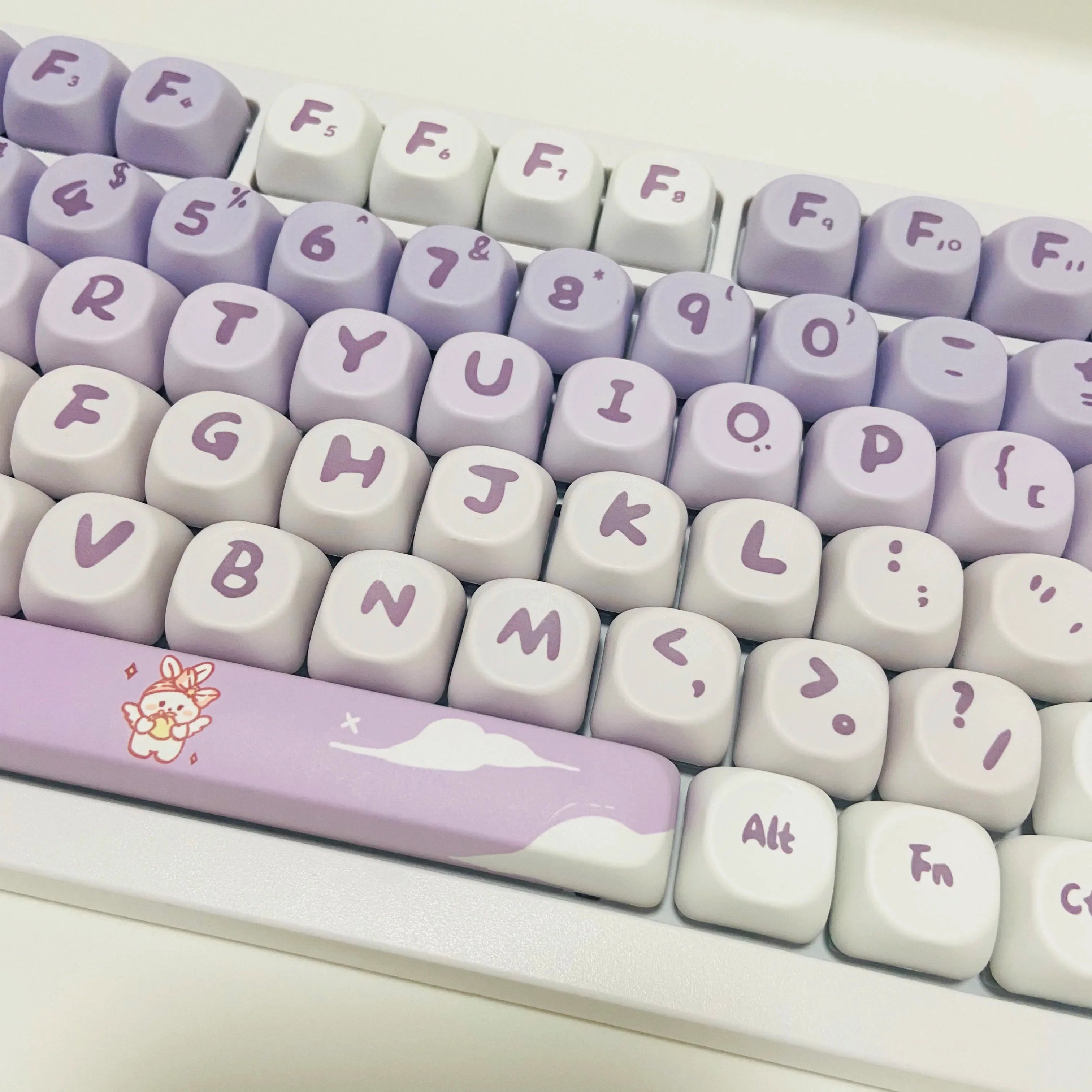 Cute Key Cap Mechanical Keyboard Key Caps MOA 142keys Gradient Purple Rabbit Dye-sublimation Customized Personalized Keycaps Pbt