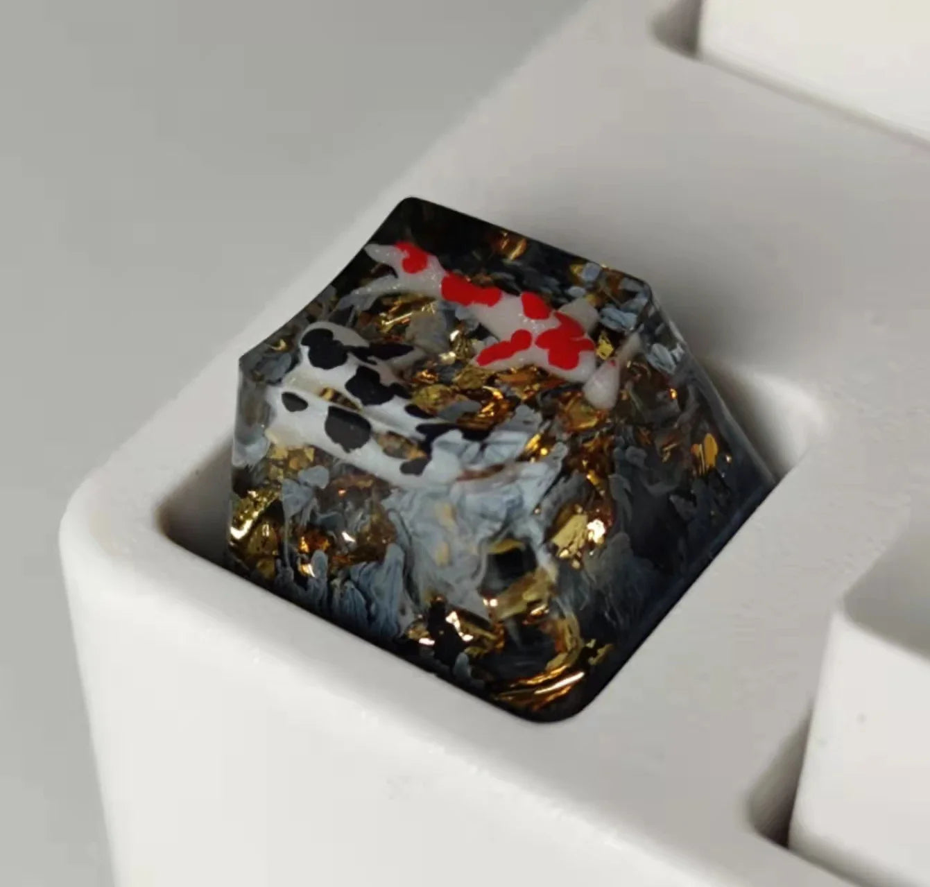Handmade Keycaps Custom Scenery Koi 1U Resin Keycaps For Cherry Mx Switch Gamer Mechanical Backlit Keyboard Replace RGB Keycaps