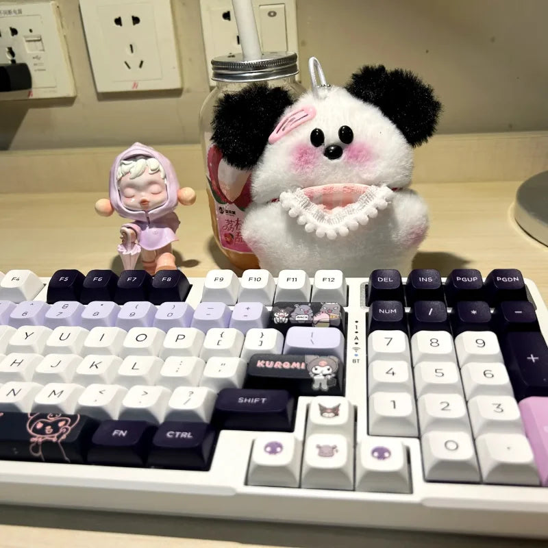 Sanrio Anime Kawaii Kuromi Keycaps  Cartoon Style Mechanical Keyboard Key Caps Cute PBT Key Caps Keyboard Accessories