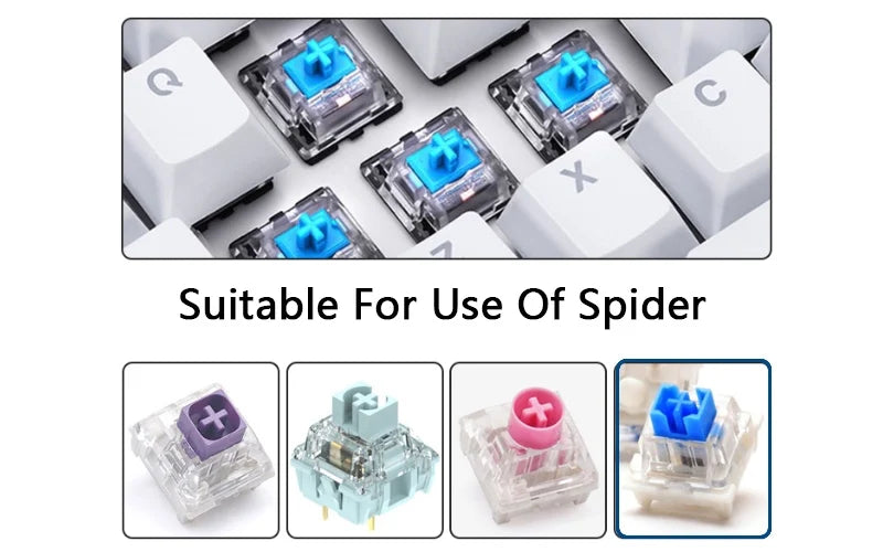 DIY Cute Wings Keycap 6.25u Spacebar Gaming Mechanical Keyboard Cross Axis Transparent Pink Bow Keycap