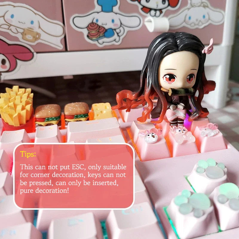 1pcs Demon Slayer Personalized Keycaps Mechanical Keyboard Resin Transparent Single Anime Key Cap Cute Mi Douzi Charcoal Jiro
