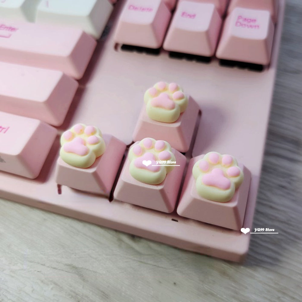 4pcs/set Lovely Cat Claw Key Cap Personality Cat Paw Keycaps for Mechanical Keyboard R4 Arrow Keys Pink Cute DIY Keycaps