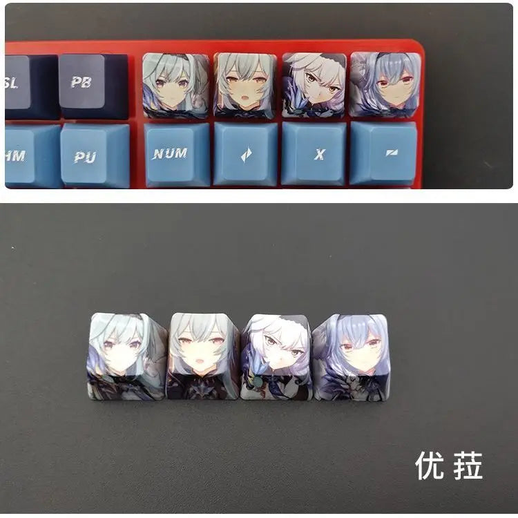 Cartoon Anime Genshin Impact Keycap zhongli Mechanical keyboard replacement key R4 PBT thermal sublimation Cherry OEM height