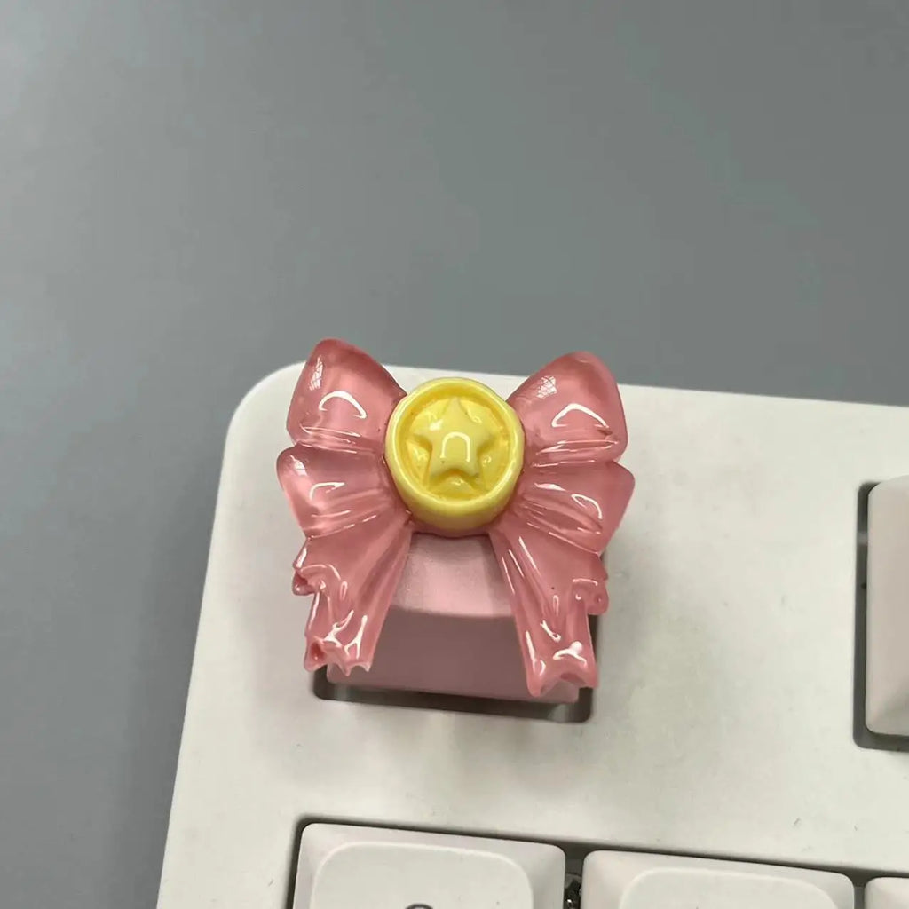 DIY Custom Bow Keycap with Transparent R4 Cross Axis Gaming Pink Mechanical Keyboard Keycaps Keyboard Decoration