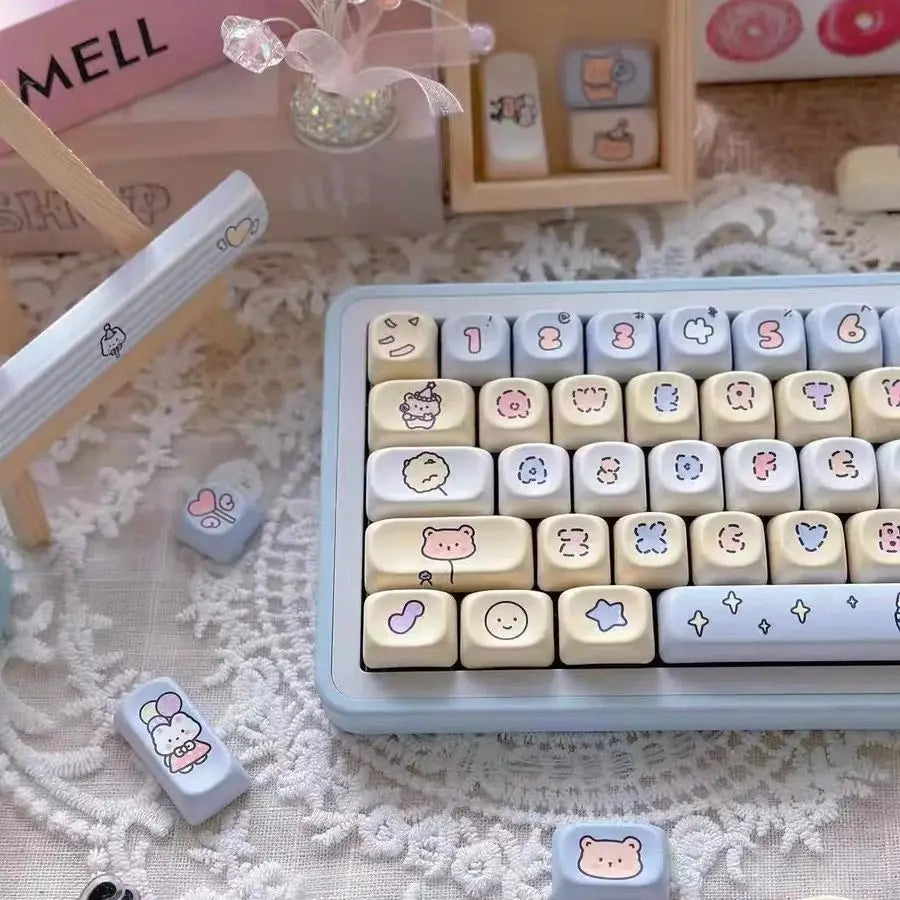 Cute Keycap MOA Profile Key Cap Theme Park Keycap Gift PBT Keycaps 130 Keys Dye Sublimation Mechanical Keyboard Keycap MX Switch