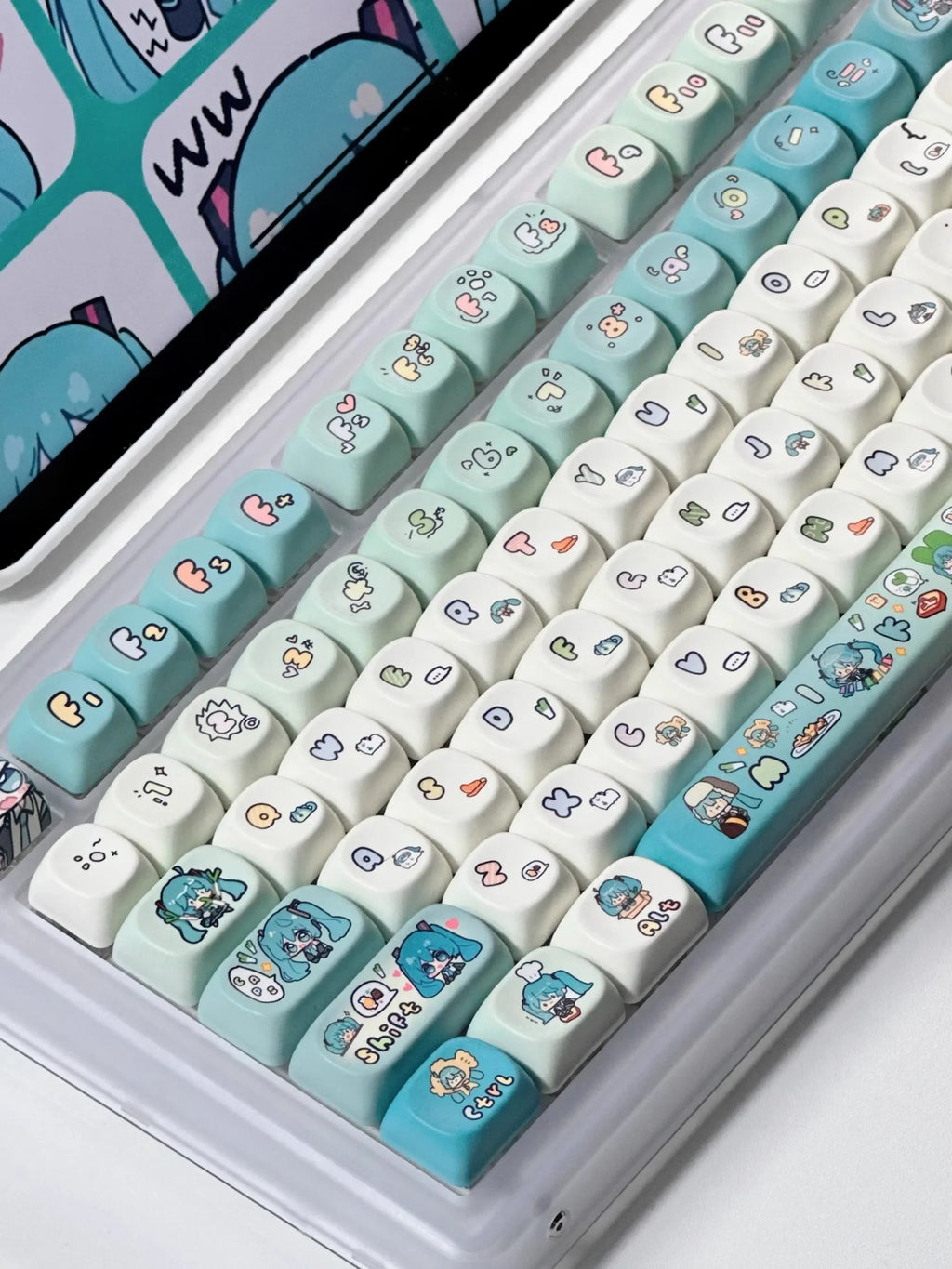 Miku Anime Keycap XOA PBT Cartoon Keycaps Customization Individuation Keyset For Mechanical Gaming Office Keyboards Switch Gifts
