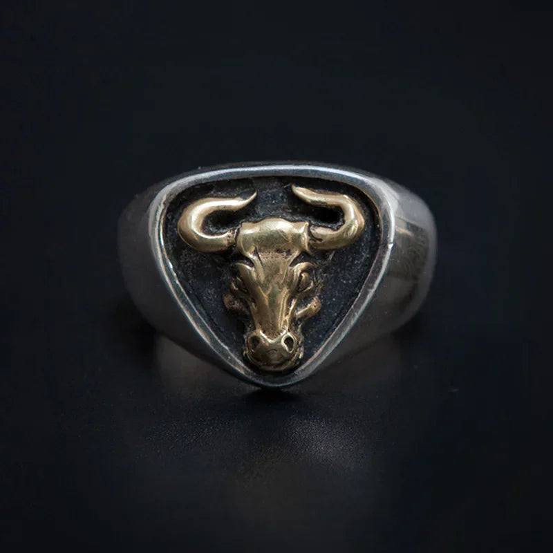 Devil Ram Horns Skull Open Ring for Men's Retro Satanic Cross Religious Amulet Jewelry