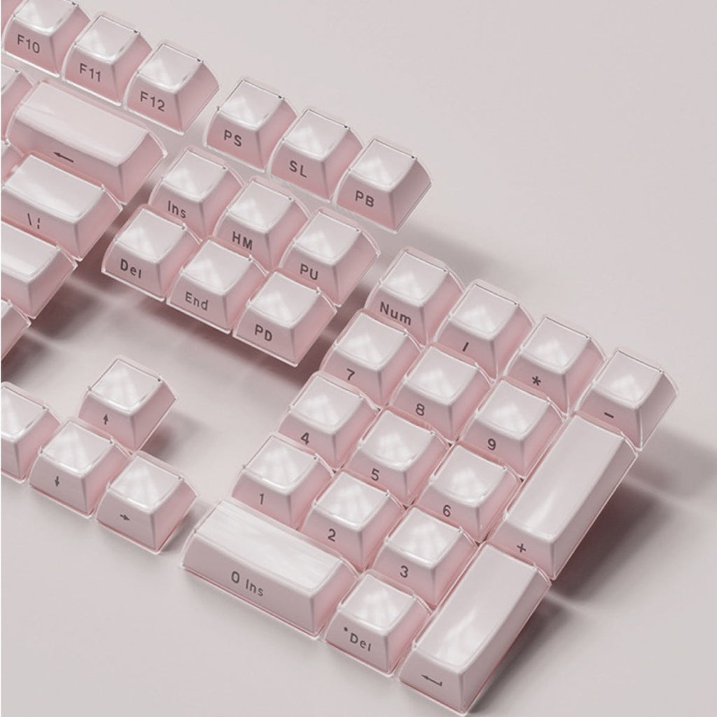 Jelly Crystal Keycaps Side Engraved Pink Blue 113keys Two-tone lnjection Molded DIY Mechanical Keyboard OEM Translucent Keycaps