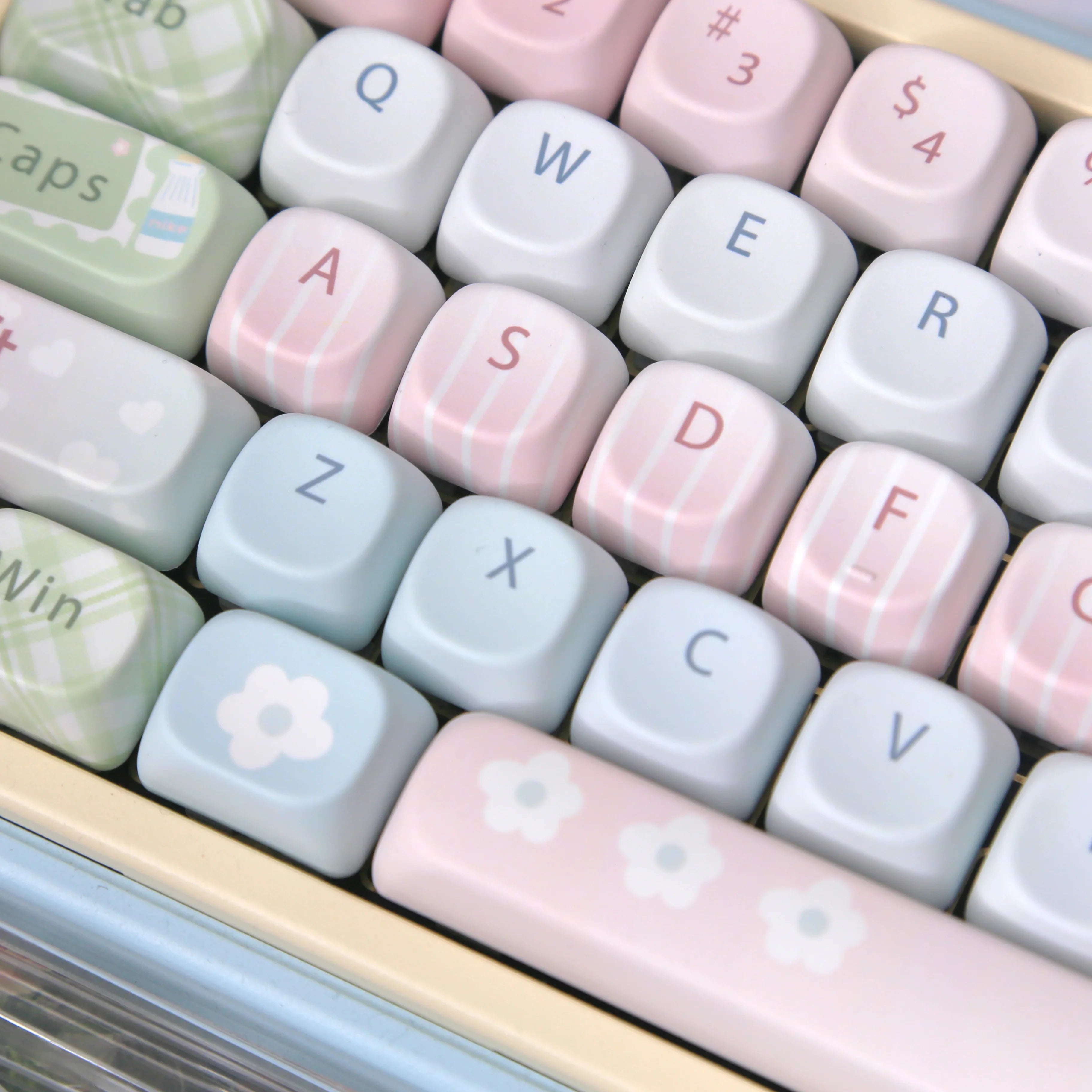 Mousse Mood Theme Keycap MOA Profile 131 Keys Cute Sweet Keycaps PBT Thermal Sublimation Macaron Color Mechanical Keyboard Cap