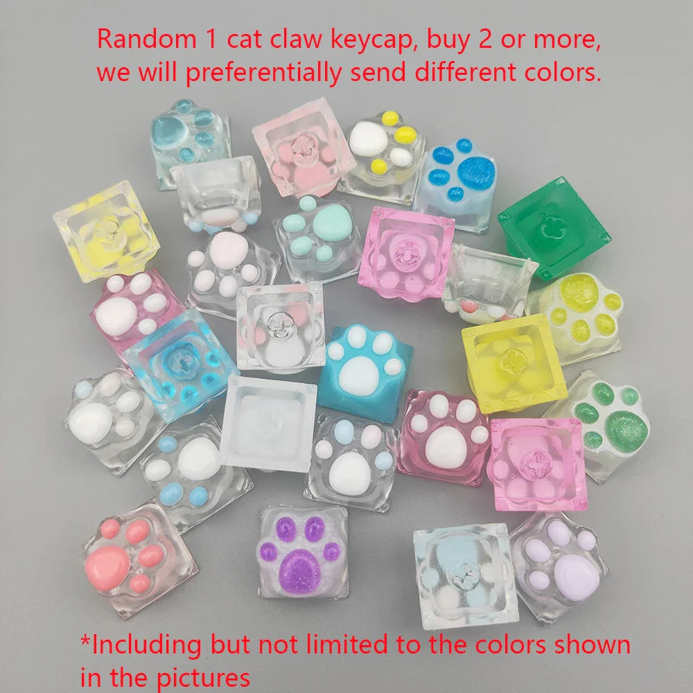 Games Backlit Keycap Cat Paw Cute DIY Key Cap for Mechanical Keyboards Personalized Transparent Crystal Keycap Cherry MX Axis