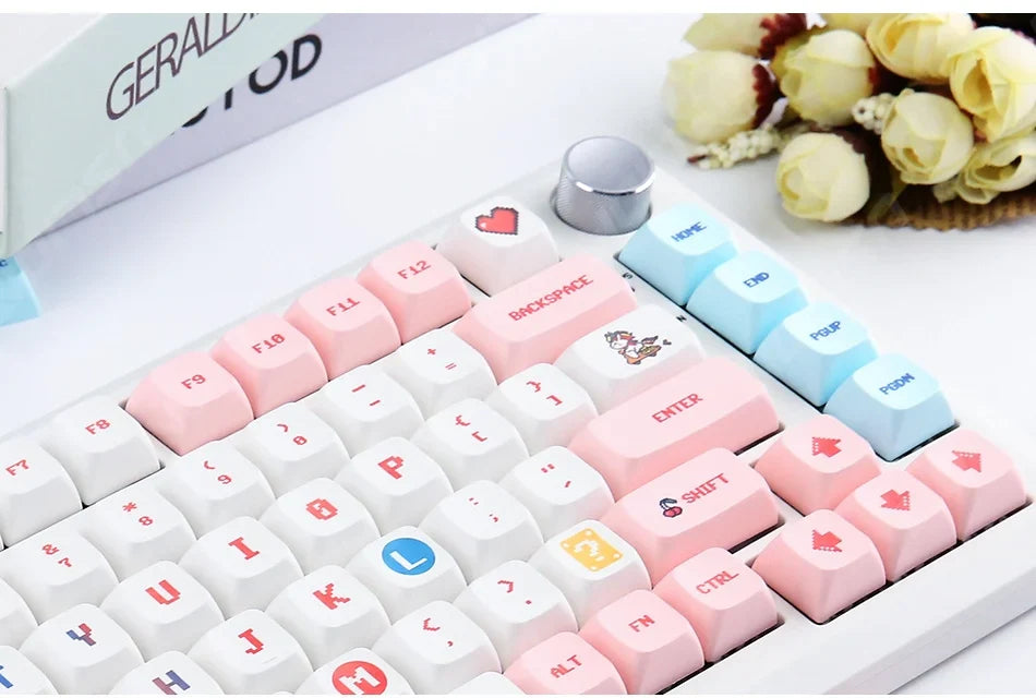 Candy Colorful 124 Keycaps XDA PBT Cartoon Keyboard Dye Sublimation for DIY Custom Mechanical Gaming Wear-Resistant Keycaps Kit