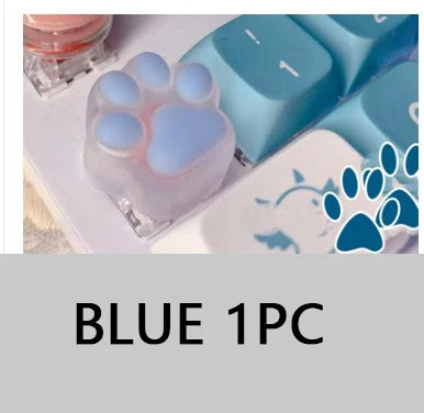 1PC Silicone Cute Transparent Pink Soft Cat Paw Keycap Cross Axis Mechanical Keyboard Resin Drip Glue Animal Cat Paw Keycap