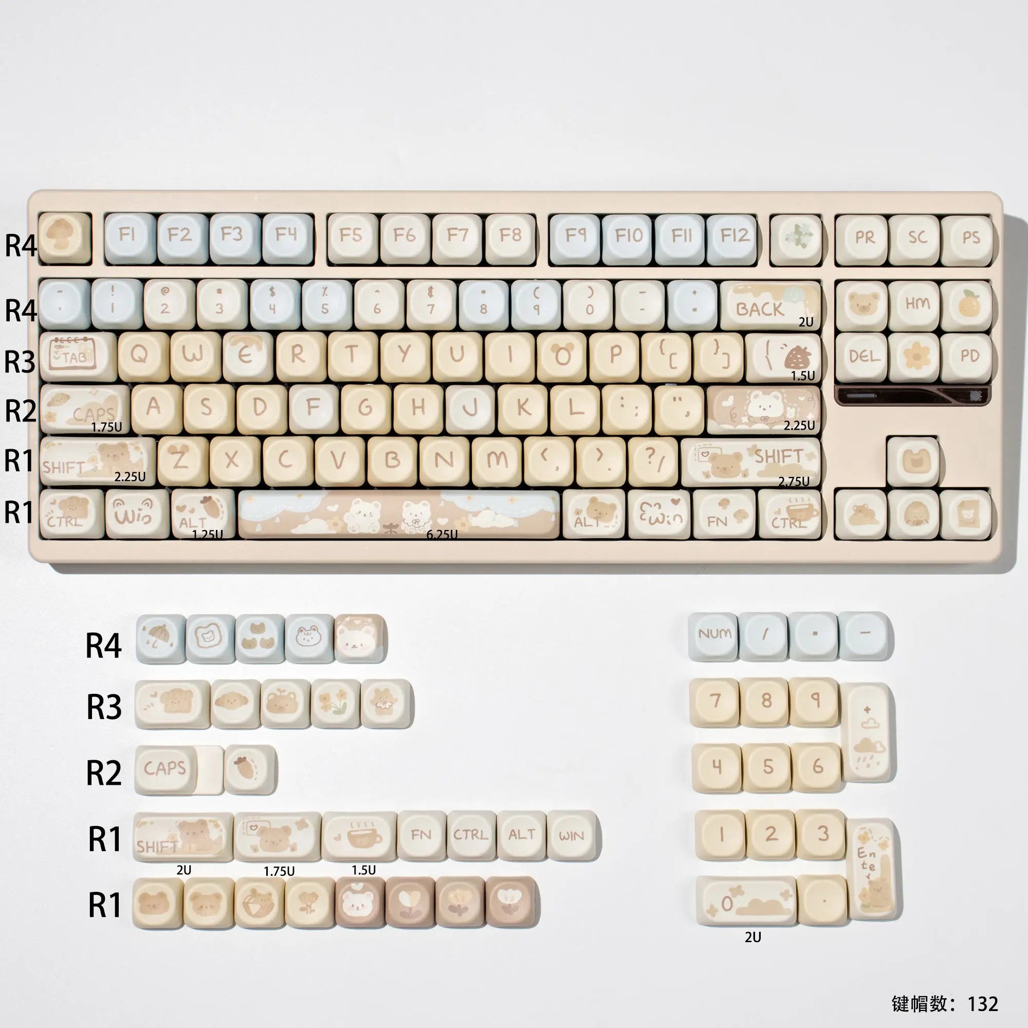 Cats and Puppies Keycaps MOA Profile Thermal Sublimation PBT Keycaps Personalized Cute Keycap For 64/104/108 Mechanical keyboard
