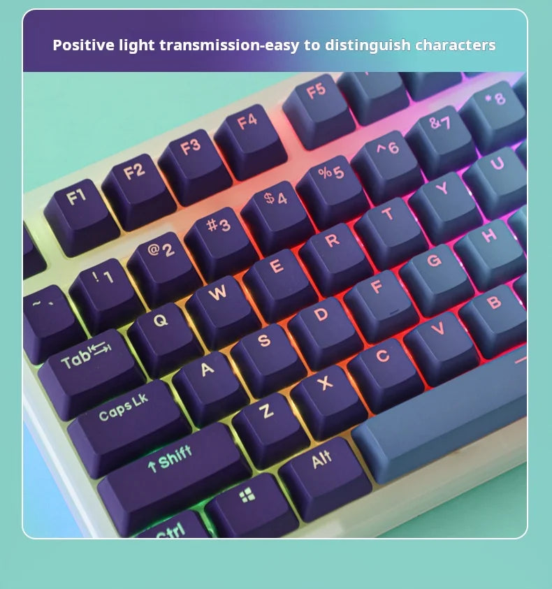Green Lotus Gradient Keycaps Backlit Transparent Keycap OEM Profile PBT Side/Top Print Key Cap For MX Switch Mechanical Keyboard