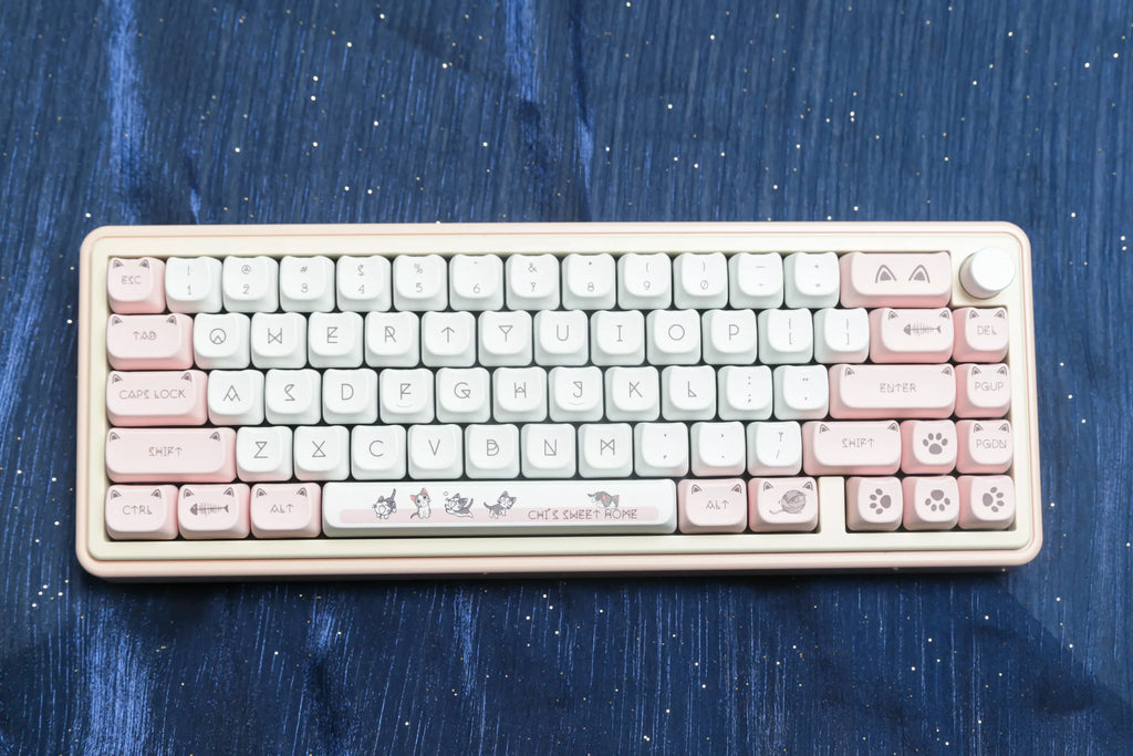 JCM MAO Profile Ear KeyCap Kindergarten Picabara Anime Cute Cat Keycaps for MX Switch Gaming Mechanical Keyboard GK75
