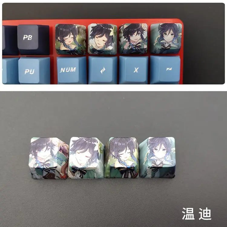 Cartoon Anime Genshin Impact Keycap zhongli Mechanical keyboard replacement key R4 PBT thermal sublimation Cherry OEM height