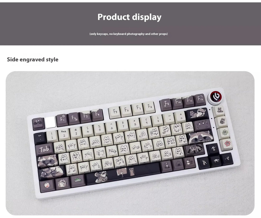 Raccoon/Penguin Keycap 148keys Cherry Side Printed Pbt  Sublimation Mechanical Keyboard Keycaps Customized Cute For Game Office