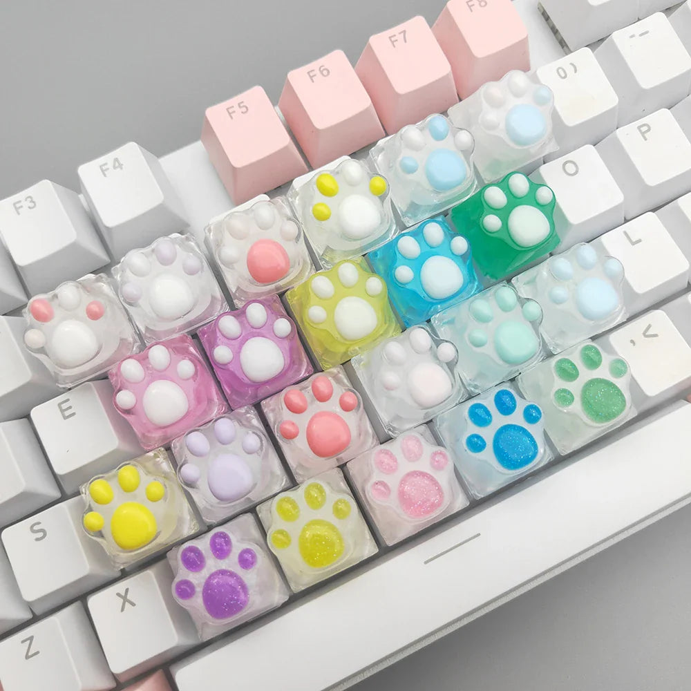 Games Backlit Keycap Cat Paw Cute DIY Key Cap for Mechanical Keyboards Personalized Transparent Crystal Keycap Cherry MX Axis