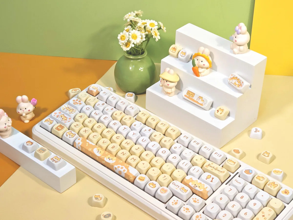 95 Keys/Set Key Caps Cartoon Puppy Cat Kitty MOA Profile PBT for DIY Custom Mechanical Gaming Keyboard Keycap Dye Sublimation
