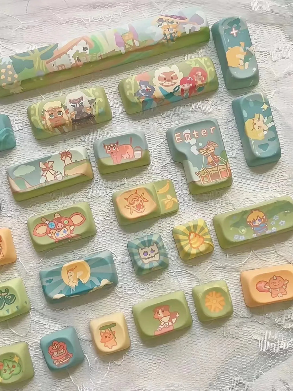 Dragon Tears Keycaps MOA/SOA Keycap Customized Cute Keycaps PBT Original Artist Green Keycap for Alice/ANSI Mechanical Keyboard