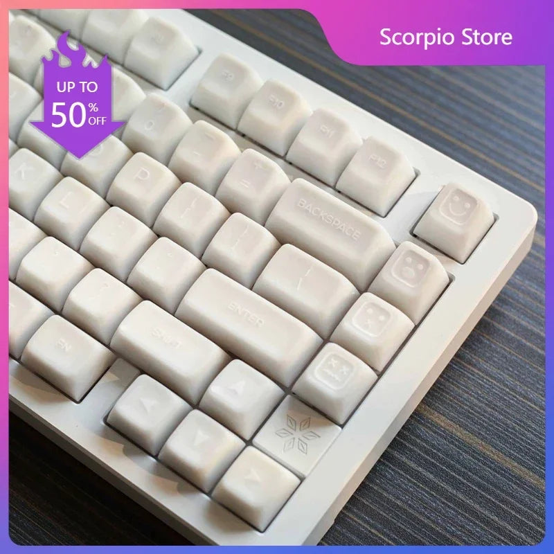 142 Keys SA Profile Keycaps Custom Marble Themed Double Shot PBT White Translucent Keyboards Keycap for MX Switch Game Keyboard