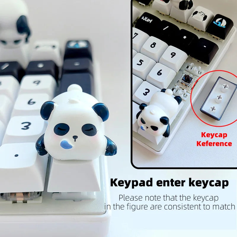 Cartoon anime panda keycaps cute gifts cherry shaft decoration PBT mechanical keyboard exclusive