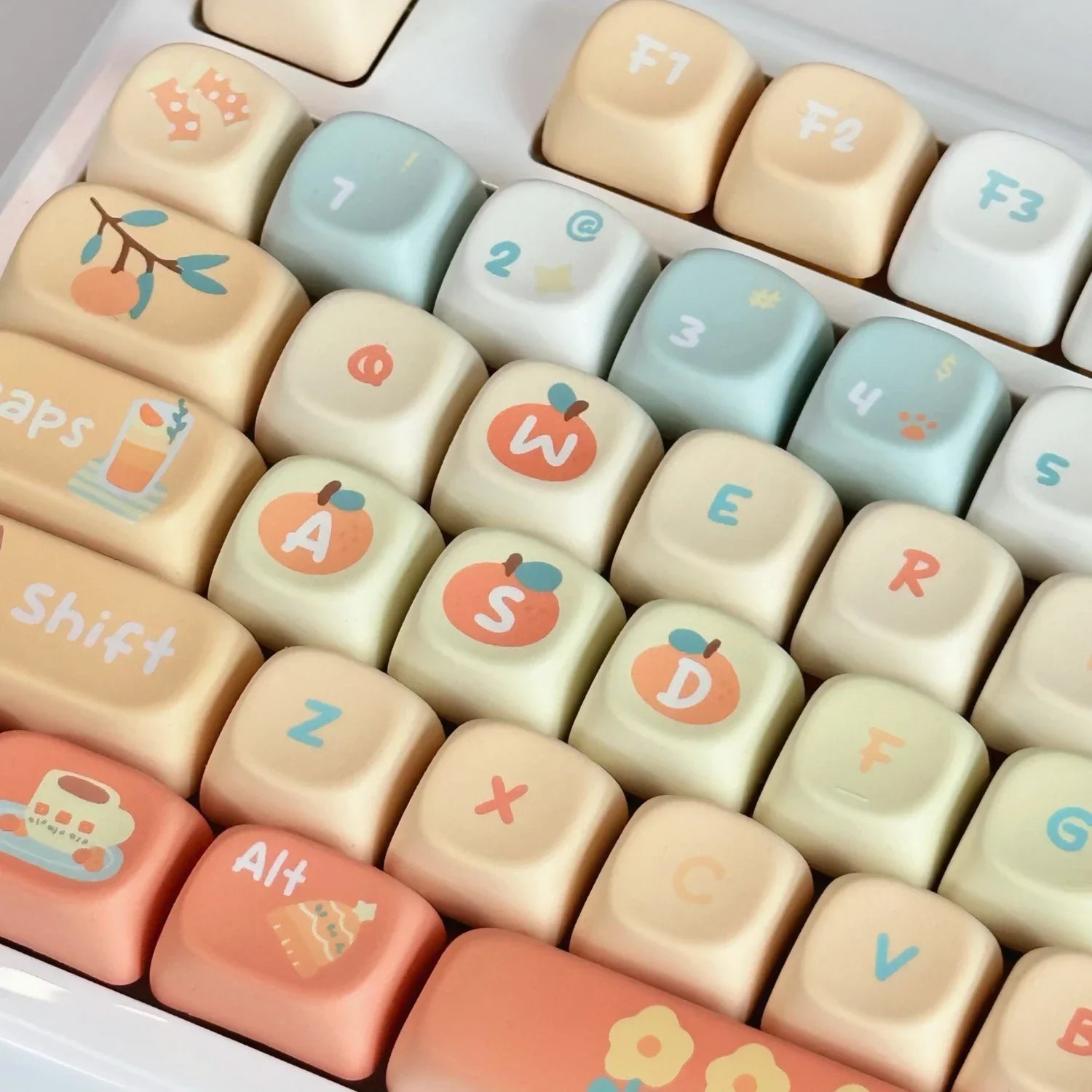 Orange Soda Keycap 131 Keys XOA Profile PBT Five-sided Heat Sublimation Customized Keycaps for Mechanical Keyboard Cute Key Caps